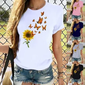 Women's Short Sleeve T-shirts with Streetwear Printing