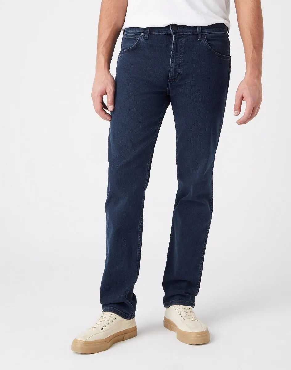 Iron Blue Denim Jeans - Wrangler Greensboro Modern Straight