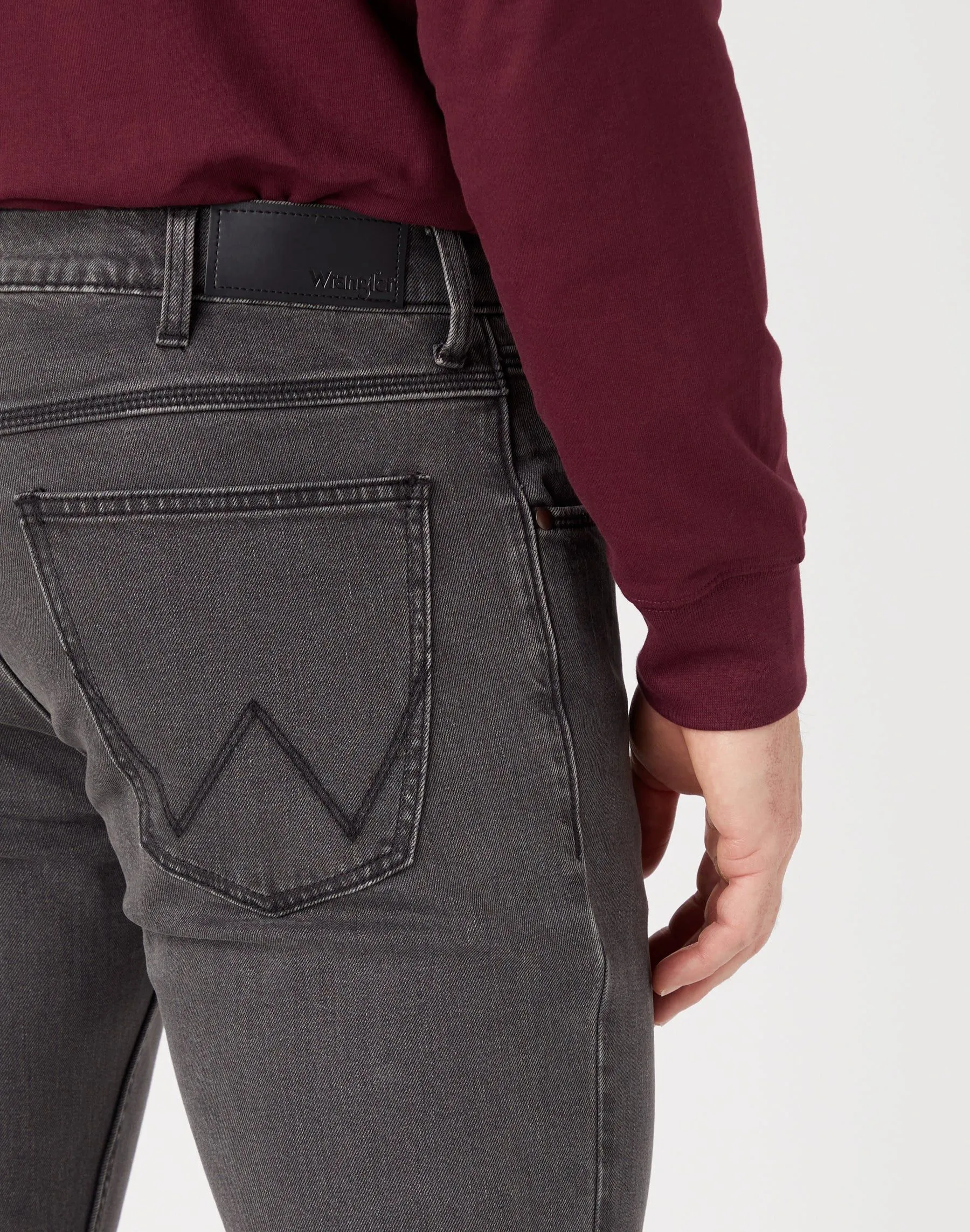 Wrangler Grey Denim Jeans Red Kabel Regular Stretch