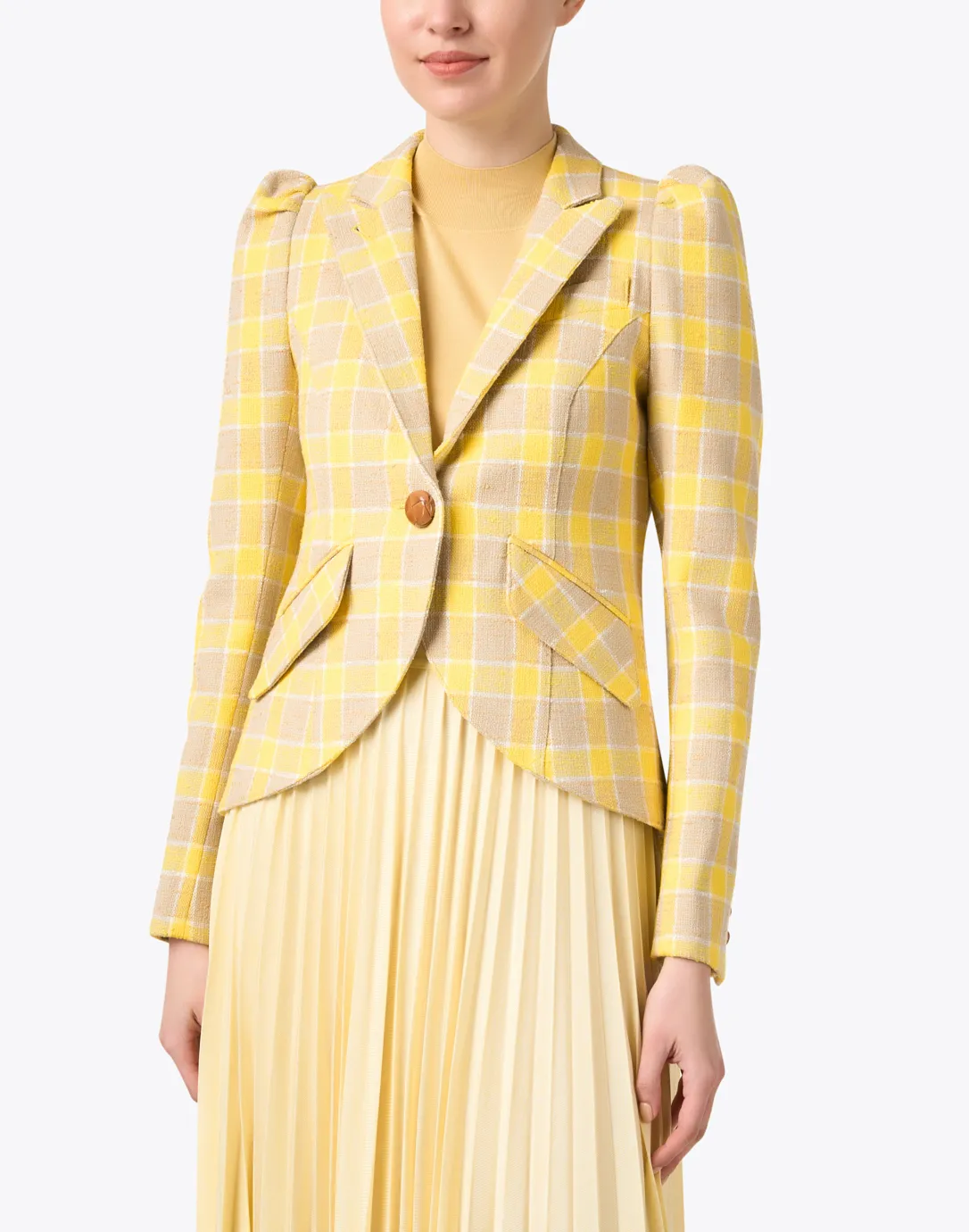 Yellow Check Cotton Blazer